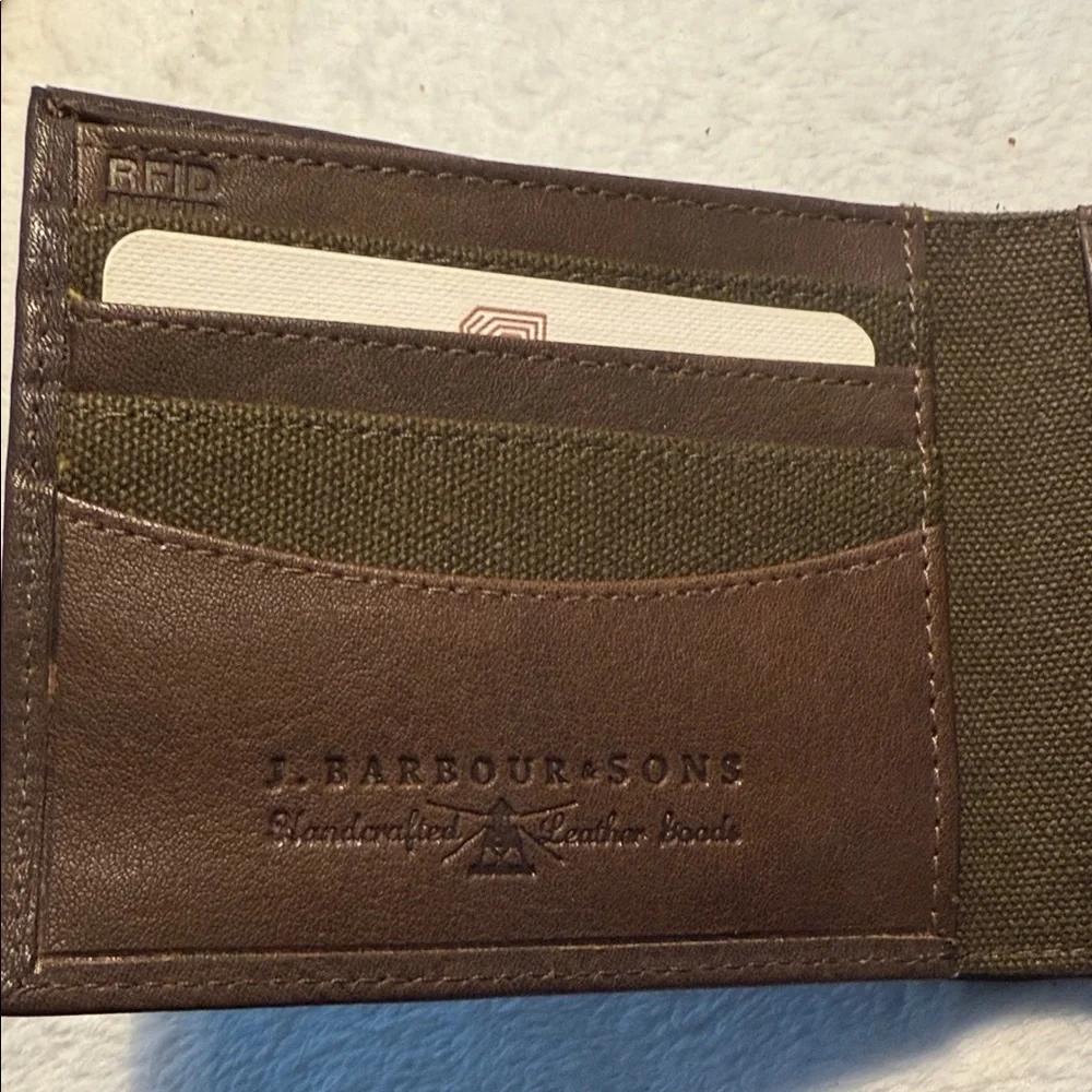 Barbour Dark Brown Leather Wallet and Key & Card Holder Set-never used